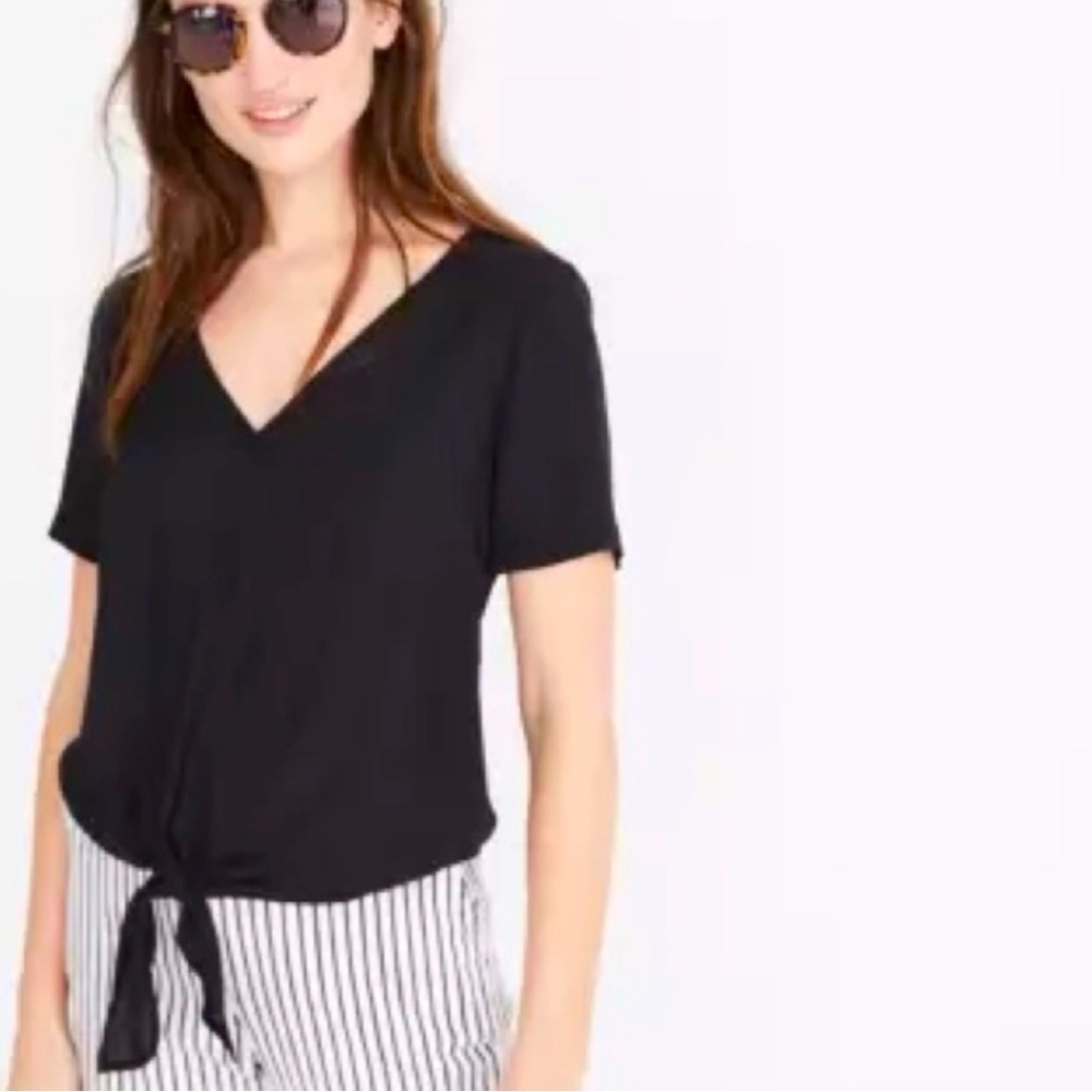 Madewell Novel Tie-Front Top in Black- Size Small- NWT